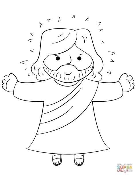 Cartoon Jesus Jesus Coloring Pages Printables, Resurrection Coloring Page, Jesus Coloring Pages For Kids, Cartoon Jesus, Jesus Printable, Jesus Coloring Pages, Jesus Crafts, Jesus Cartoon, Jesus Is Risen