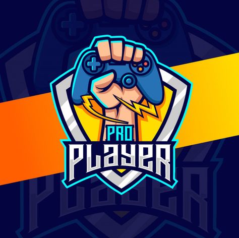 Pro player esport game logo Premium Vect... | Premium Vector #Freepik #vector #logo Pro Player Esport, Gamers Logo, Goat Logo, Logo Gaming, Female Ninja, 7th Dragon, Dark Red Background, Team Logo Design, Clown Illustration