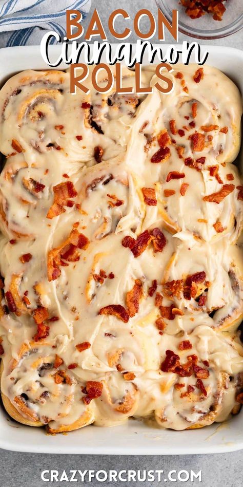 Maple Cinnamon Rolls, Homemade Cinnamon Roll Recipe, Maple Bacon Cinnamon Rolls, Bacon Cinnamon Rolls, Best Cinnamon Roll Recipe, Homemade Cinnamon Roll, Maple Icing, Cinnamon Roll Recipe Homemade, Crazy For Crust