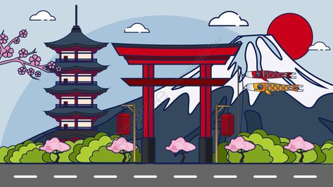 Japanese city buildings vector illustration illustration image Japan City Drawing, Gunung Fuji, Flor Tattoo, Japan City, Japanese Buildings, Monte Fuji, Japan Illustration, City Vector, Tokyo City