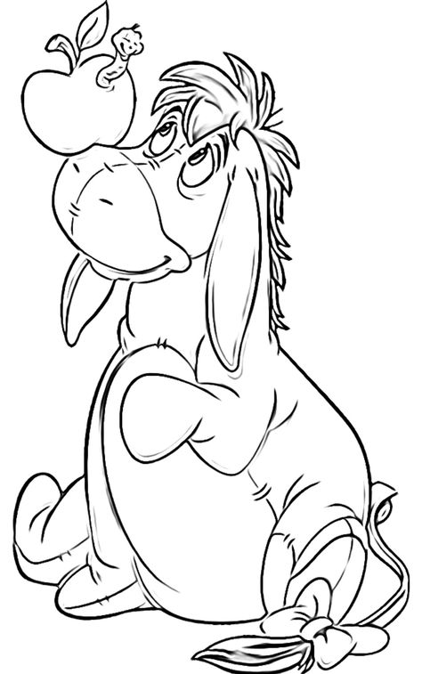 Winnie The Pooh Tattoo Eeyore, Eeyore Coloring Pages, Winnie The Pooh Tattoos, Deer Coloring Pages, Winnie The Pooh Drawing, Dog Template, Disney Silhouette, Pencil Drawings For Beginners, Cat Coloring Book