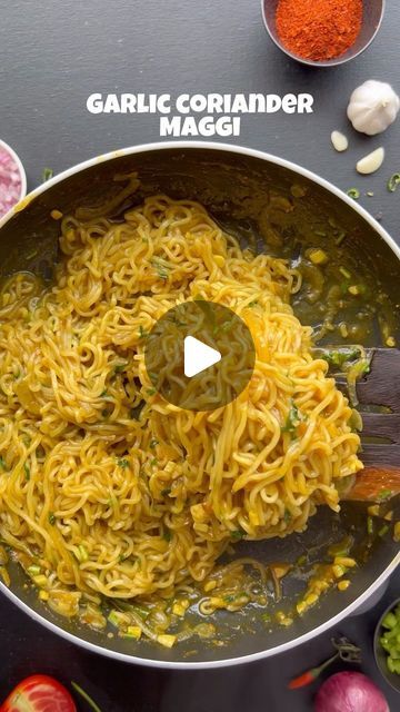 Shivam yadav on Instagram: "Garlic coriander Maggi recipe 🤤 Do try it and save for later ☺️❤️ . Ingredients for garlic coriander Maggi recipe: Oil 1 tbsp  Butter 1 tbsp  Garlic 4-5 chopped  Green chilli 2  Onion 2 medium size  Maggi  Maggi masala  Coriander chopped  Salt  Water 1 1/2 glass  . #magginoodles #maggi #foodporn #maggirecipes #reelkrofeelkro #reelvideos #maggilover #trendingvideos #foodstagram #noodles #reelitfeelit #recipes #masalamaggi #cheesymaggi #noodlesrecipe #noodleslovers #recipereels #foodreels" Garlic Maggi Recipes, Maggi Noodles Recipes, Masala Maggi Recipe, Maggie Recipes, Maggi Masala, Variety Rice, Maggi Noodles, Maggi Recipes, Soya Sauce