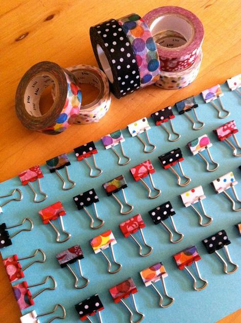 And washi tape to your binder clips to make them FANTASTIC! | 56 Adorable Ways To Decorate With Washi Tape. Source: BuzzFeed.com Washi Tape Projects, Washi Tape Ideas, Tutorial Origami, Tape Projects, Duct Tape Crafts, Washi Tape Crafts, Washi Tape Diy, Binder Clips, Tape Crafts