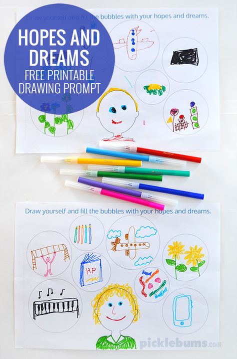 Hopes and Dreams Drawing Prompt Dream Activities For Preschool, Dream Activities For Kids, I Have A Dream Speech For Kids, Kindergarten Hopes And Dreams, Hopes And Dreams Bulletin Board, Dreams Drawing, Affirmation Coloring Pages For Kids, Avid Strategies, Wishes For The New Year