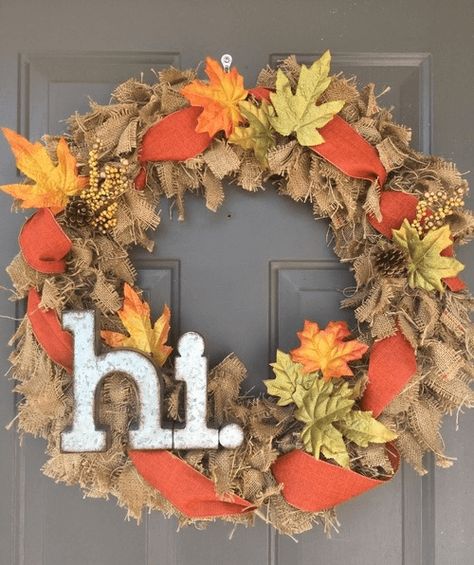 This Easy DIY Burlap Wreath is the perfect easy DIY wreath if you're low on holiday storage space! This one fall wreath can be easily transformed for all 4 seasons so you never have to put it in storage! Diy Burlap Wreath, Easy Burlap Wreath, Fall Wreath Tutorial, Wreath Embellishments, Fall Elements, Burlap Wreath Tutorial, Christmas Wreath Decor, Easy Fall Wreaths, Burlap Wreath Diy