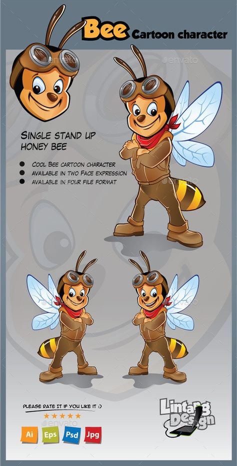 Bee Movie Characters, Bee Character Design, Honey Bee Cartoon, Bee Mascot, Bee Character, Character Flat Design, Punk Cartoon, Bee Cartoon, Cartoon Features