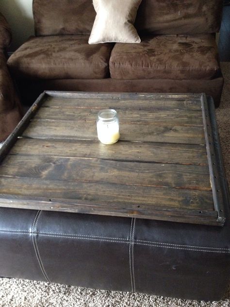 DIY Pallet Board Ottoman Tray Pallet Board Ottoman, Pallet Tv, Learn Pinterest, Pallet Boards, Tv Trays, Ottoman Tray, Big Project, Diy Pallet, Pallet Diy