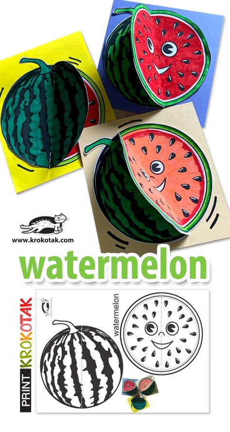 Summer For Kids Activities, Watermelon Activity For Kids, Watermelon Crafts For Kids, Summer Arts And Crafts For Kids, Summer Art For Kids, Easy Art Activities For Kids, Kids Summer Crafts, Easy Activities For Kids, Watermelon Craft