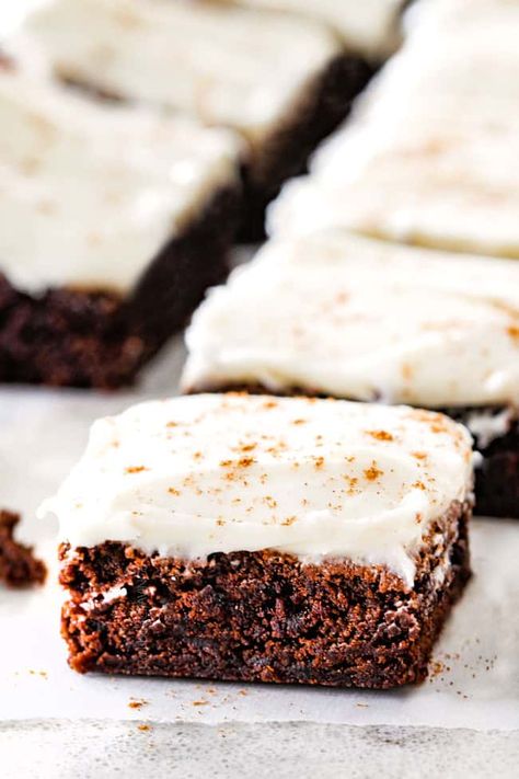 Gingerbread Brownies with Eggnog Cream Cheese Frosting Eggnog Frosting Recipe, Gingerbread Dessert Recipes, Gingerbread Brownies, Easy Gingerbread Recipe, Egg Nog Cookies Recipe, Eggnog Dessert, Gingerbread Dessert, Gingerbread Man Recipe, Easy Gingerbread