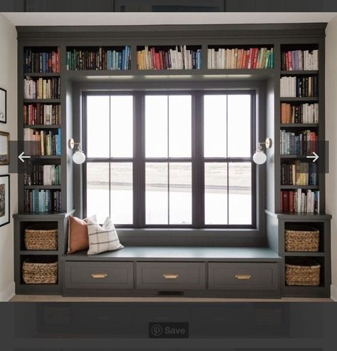 Window Ideas Aesthetic, Bedroom Window Ideas, Window Seat Ideas, Home Library Rooms, Window Seat Design, Window Benches, Home Library Design, Window Ideas, Bedroom Window