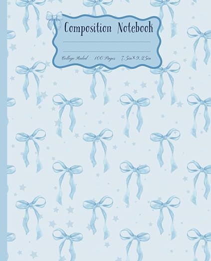 Preppy Composition Notebook With Pastel Blue & White Coquette Bows: College Ruled Journal for Girls, Kids, Tweens & Teens - School Supplies Blue Journal Cover, Blue Notebook Cover, Teen School Supplies, Diy Notebook Cover For School, Goodnotes Cover, Notebook Composition, Diy Notebook Cover, White Coquette, Blue Notebook