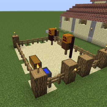 Training Grounds, Brick Fence, Combat Training, Minecraft House, Minecraft Blueprints, Minecraft Buildings, Fence Gate, Minecraft Designs, Training Camp