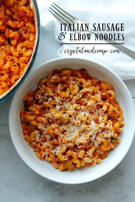 italian sausage and elbow noodles Recipes With Elbow Noodles, Recipes With Italian Sausage, Ground Italian Sausage Recipes, Elbow Pasta Recipes, Recipes With Sausage, Elbow Noodles, Ground Sausage Recipes, Italian Sausage Pasta, Elbow Pasta