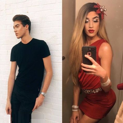 20 Amazing Before & After Photos of Crossdressers Trans Issues, Transgender Mtf, Gender Fluid Fashion, Female Transformation, Transgender Women, Tall Women, Black White Red, Cd