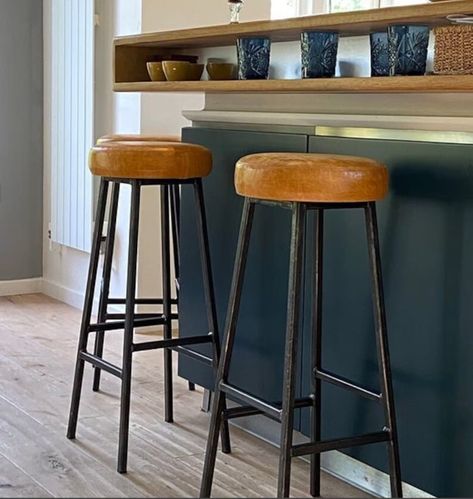 BERTIE HYDE Breakfast Bar STOOL Adjustable Height Kitchen Counter Leather Bertie Hyde Stool - Etsy Leather Bar Stools Kitchen, Breakfast Bar Worktop, Leather Kitchen, Breakfast Bar Stools, Kitchen Counter Stools, Industrial Bar Stools, Stools For Kitchen Island, Counter Chairs, Leather Bar Stools