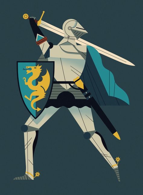 Happy St George's Day, Owen Davey, Knight In Shining Armor, Illustration Agency, San Martin, Illustration Girl, Character Illustration, Graphic Design Illustration, Interesting Art