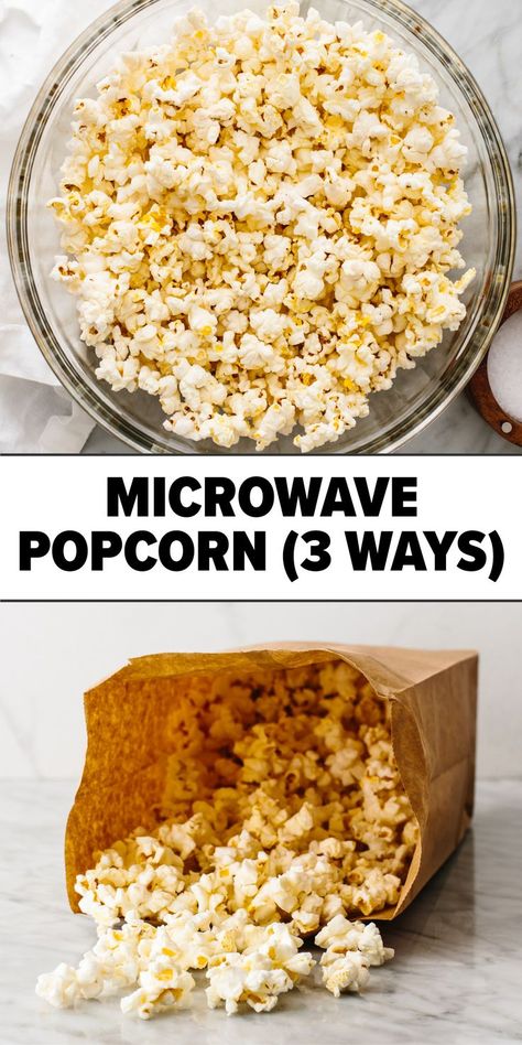 Microwave popcorn Popcorn Recipes Microwave, Microwave Popcorn Recipes, Homemade Microwave Popcorn, Cooking Popcorn, Popcorn Ideas, Popcorn Recipes Easy, Easy Microwave Recipes, Easy Popcorn, Healthy Popcorn