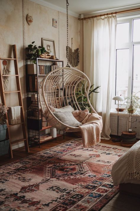 Cozy Boho Hammock Chair Boho Hammock, Cozy Reading Corner, Boho Bedroom Ideas, Cozy Reading Corners, Cozy Boho, Hammock Chair, Reading Corner, Bedroom Boho, Cozy Reading