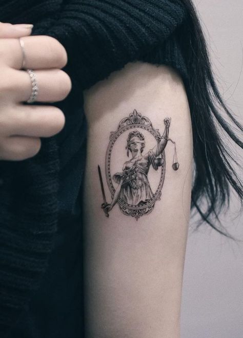 Justice Tattoo, Tattoo Placements, Tattoos For Women Half Sleeve, Meaningful Tattoos For Women, Small Meaningful Tattoos, Geniale Tattoos, Initial Tattoo, Greek Tattoos, Gaming Tattoo