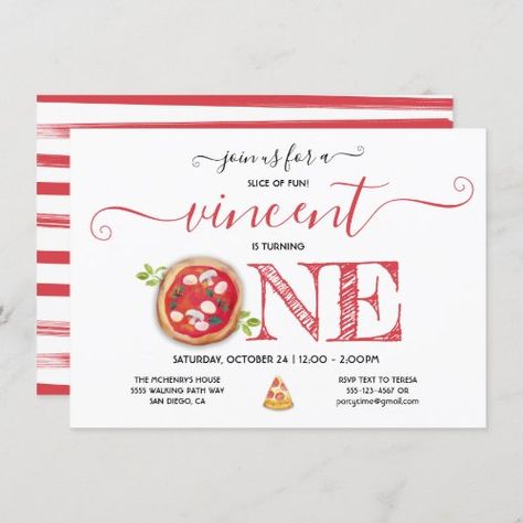 Pizza Party Themes, One Year Old Birthday Party, Pizza Birthday Party, Pizza Party Birthday, Birthday Pizza, Pizza Party Invitations, Pizza Birthday, One Year Old Birthday, Birthday Party Boy