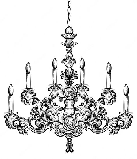 Chandelier Set, Baroque Chandelier, Accessory Design, Chintz Fabric, Classic Chandelier, Classic Chandeliers, Goth Home Decor, Filigree Design, Illustration Sketches