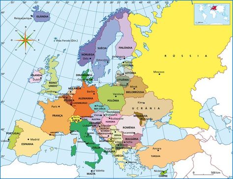 Mapa da Europa | Mapa de europa, Mapa politico de europa, Europa fisica World Map With Countries, Kingdom Of Denmark, Europe Continent, Filipino Funny, Country Names, Kingdom Of Great Britain, Europe Map, Location Map, Lettering Tutorial