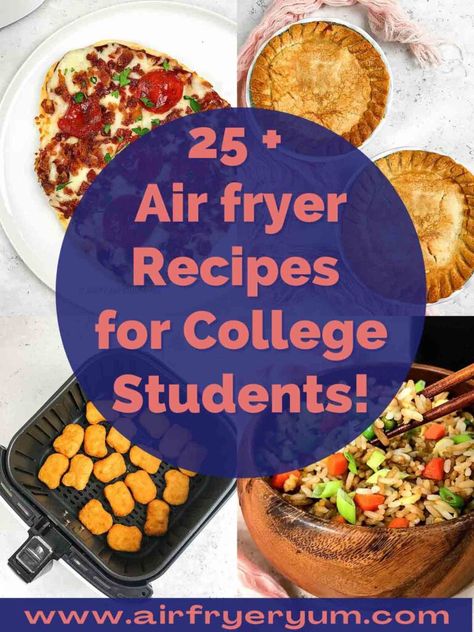 Looking for recipes yout college student can make in the air fryer? These collection of easy air fryer recipes will get your college kid cooking like a pro in no time. #airfryerrecipes #collegestudent #collegestyle #collegetips #collegehacks #airfryeryum Healthy College Snacks, Cheap Air Fryer, Dorm Cooking, Frozen Sweet Potato Fries, Recipes For College Students, Freeze Sweet Potatoes, College Cooking, Recipe For Teens, Cooks Air Fryer