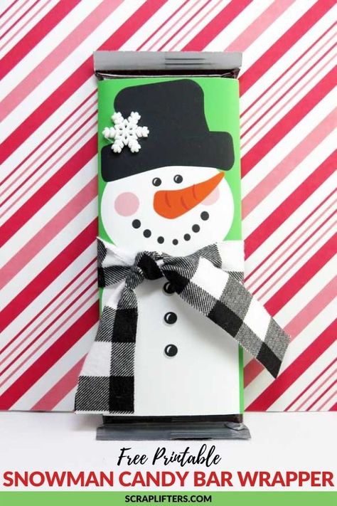 Aren't these cute! These FREE printable snowman candy bar wrappers available for download at Scraplifters.com. Use the template to make quick and easy DIY gifts for friends and family. Christmas Candy Bar Wrappers Printable, Snowman Candy Bar, Christmas Chocolate Bar Wrappers, Free Printable Snowman, Christmas Papercrafts, Candy Bar Gifts, Student Treats, Christmas Candy Bar, Scrapbooking Tips