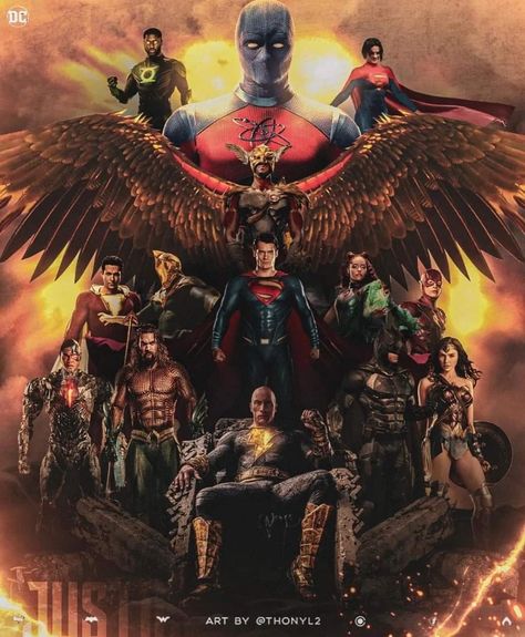 Imagine a DCEU Endgame movie one day. (Artist: @thonyl2) #BlackAdam Justice League Art, Kurama Naruto, Vertigo Comics, The Dark Knight Trilogy, Black Adam, Justice League Unlimited, Dc Comics Heroes, Marvel Comics Superheroes, Marvel Superhero Posters