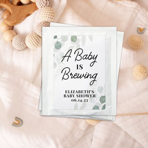 A Baby Is Brewing, Tea Favors, Baby Is Brewing, Baby Shower Tea, Baby Shower Diy, Brewing Tea, Free Birthday Invitations, Free Birthday Invitation Templates, Kids Stationery