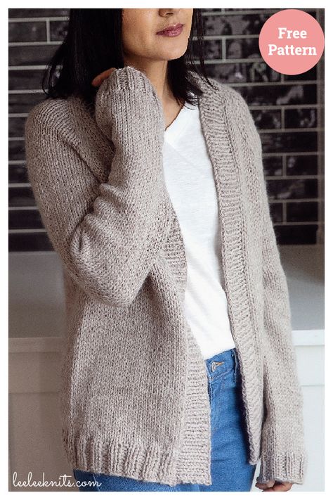 Simple Cozy Raglan Cardigan Free Knitting Pattern Seamless Knitting Patterns, Raglan Cardigan, Easy Sweater Knitting Patterns, Free Knitting Patterns For Women, Cardigan Sweater Pattern, Ladies Cardigan Knitting Patterns, Raglan Knit, Intermediate Knitting Patterns, Knitting Patterns Free Sweater