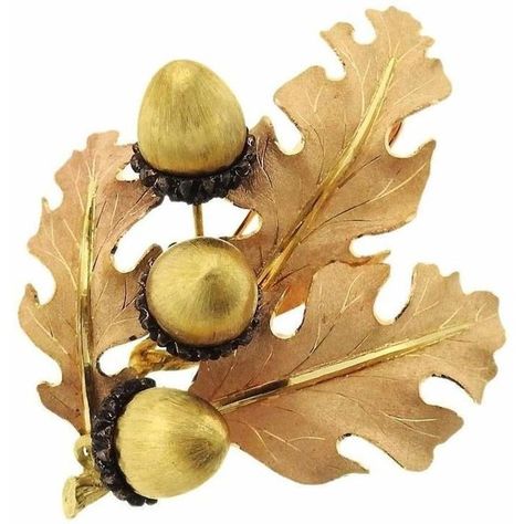 Buccellati Sterling Silver Gold Leaf Acorn Brooch Pin ($6,000) ❤ liked on Polyvore featuring jewelry, brooches, sterling silver brooch, 18 karat gold jewelry, 18k gold jewelry, yellow gold jewelry and gold jewellery Acorn Leaves, Drawing Gold, Gold Leaf Jewelry, Buccellati Jewelry, Hammered Silver Jewelry, Gemstone Brooch, Silver Jewelry Diy, German Silver Jewelry, Cleaning Silver Jewelry