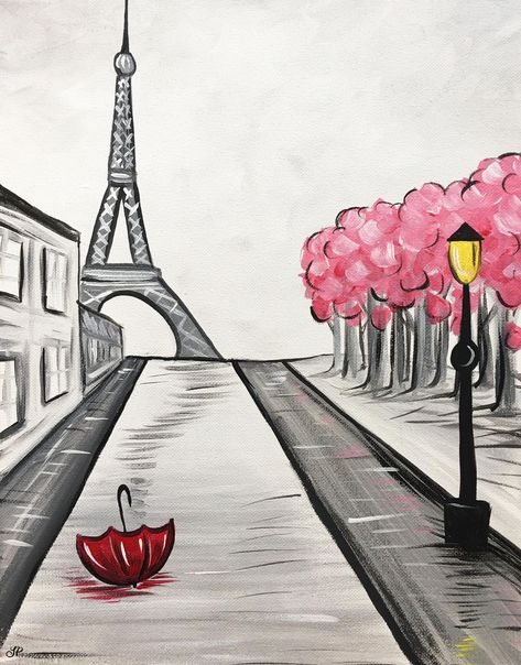 Paris Canvas Painting Easy, France Painting Easy, Paris Easy Drawing, Paris Painting Acrylic Easy, Paris Drawing Sketches Easy, Paris Easy Paintings, France Painting, Paris Drawing Easy, Paris Painting Easy