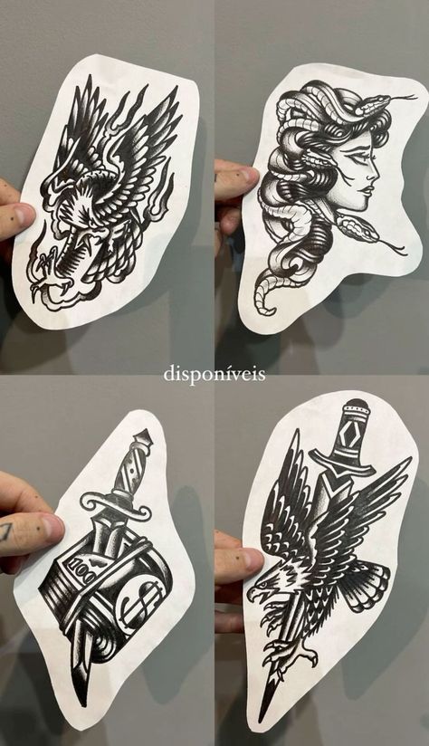 Neotraditional Tattoo Design Black, Desain Tattoo, Traditional Tattoo Stencils, Circus Tattoo, Tattoo Perna, Traditional Black Tattoo, Unique Wrist Tattoos, Wrist Tattoo Designs, Sailor Jerry Tattoos