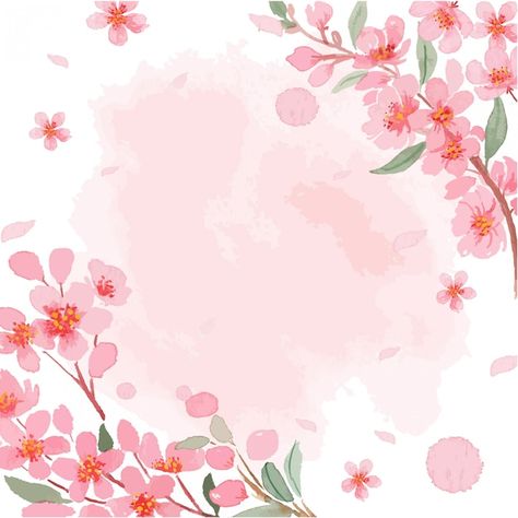 Watercolor sakura cherry blossom border ... | Premium Vector #Freepik #vector #sakura-cherry-blossom #floral-frame #vintage-floral #flower-frame Cherry Blossom Border, Cherry Blossom Vector, Texture Template, Blooming Apples, Cherry Blossom Wedding Invitations, Cherry Blossom Watercolor, Dark Blue Flowers, Floral Wedding Invitation Card, Cherry Blossom Wedding