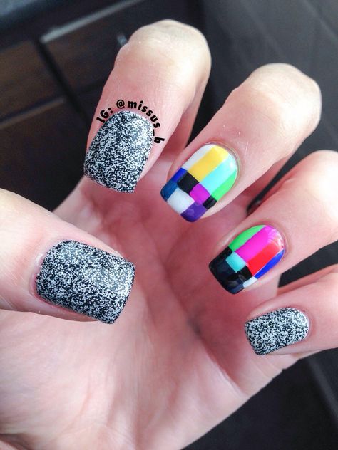 Static Nails, Punk Nails, Really Cute Nails, Nail Swag, Funky Nails, Dope Nails, Swag Nails, How To Do Nails, Stylish Nails