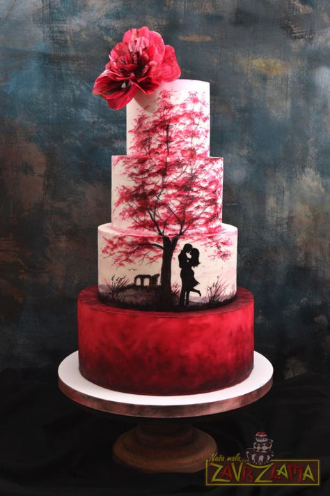 Silhouette Wedding Cake by Nasa Mala Zavrzlama - http://cakesdecor.com/cakes/283009-silhouette-wedding-cake Silhouette Wedding Cake, Silhouette Cake, Wedding Cake Recipe, Wedding Silhouette, Tiered Cake, Amazing Wedding Cakes, Wedding Cake Stands, Wedding Cakes Vintage, White Wedding Cake