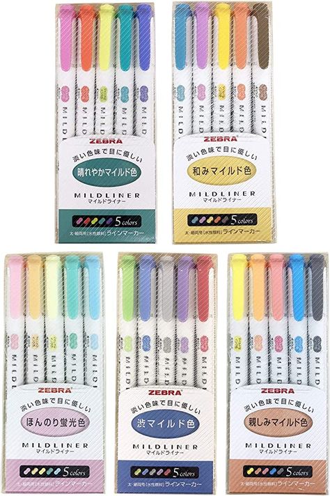 Erasable Highlighters, Mildliner Highlighters, Pastel Highlighter, Best Highlighter, Zebra Mildliner, Highlighter Set, Japan Color, Highlighter Pen, Stabilo Boss