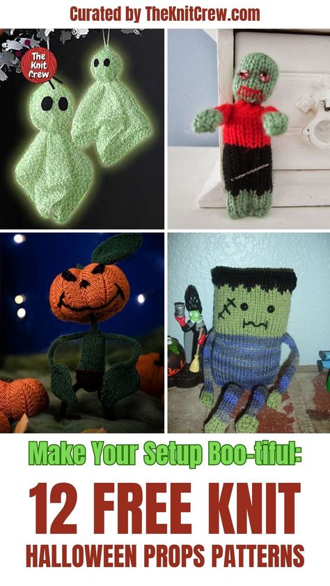 Add a handmade touch to your spooky setup with this collection of free knitting patterns for delightful Halloween props. Curated by The Knit Crew. Knitted Halloween, Knit Halloween, Halloween Knitting Patterns, Toy Knitting Patterns, Halloween Knitting, Advanced Knitting, Knitting Toys, Circular Knitting Machine, Soft Toy Patterns