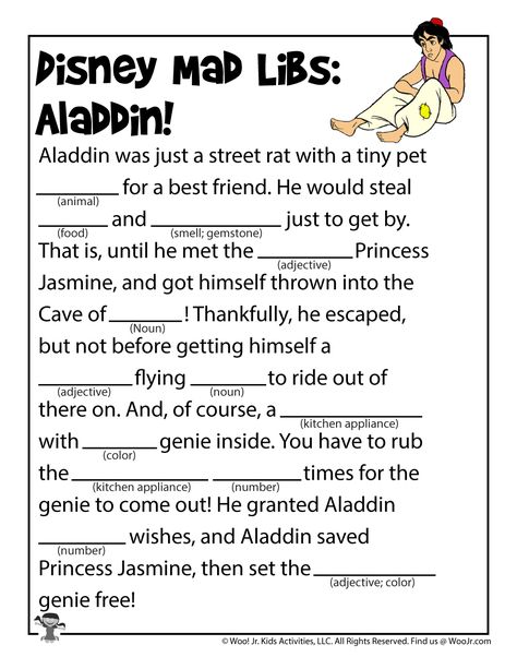 Disney Mad Libs, Aladdin Activities For Kids, Funny Mad Libs, 4th Grade Activities, Ikea Pax Closet, Pax Closet, Disney Activities, Substitute Teaching, Nouns And Adjectives