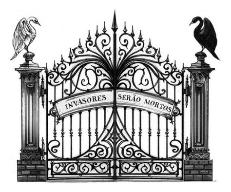 Graveyard Gates Entrance, Gothic Gate Tattoo, Cemetery Gates Tattoo, Cemetery Silhouette, Gate Drawing, Gate Tattoo, Gothic Gate, Volleyball Drawing, Cemetery Gates