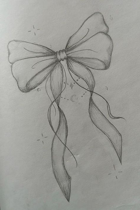 A3 Drawing Ideas, Aesthetic Bow Drawing, Drawing Inspo Y2k, Bow Drawing Aesthetic, Scatch Drawing Idea, Art Sketches Easy Simple Drawings Pencil, Coquette Drawing Ideas, Drawing Ideas Objects, Desenhos Coquette