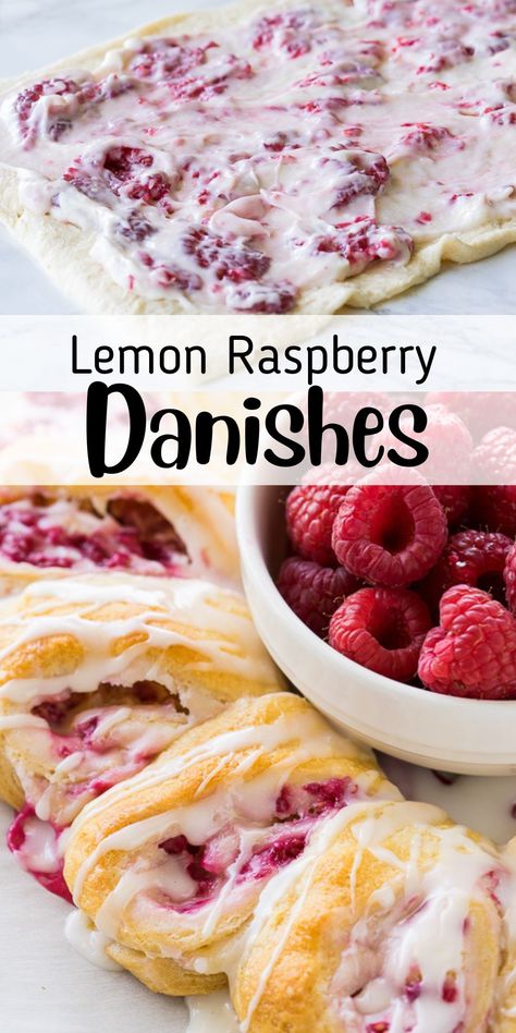 Lemon Raspberry Cream Cheese Danish Rolls Raspberry Danish Recipe, Raspberry Cream Cheese Filling, Raspberry Cream Cheese Danish, Lemon And Raspberry, Raspberry Cream Cheese, Pastries Recipes Dessert, Raspberry Desserts, Cream Cheese Danish, Raspberry Cream