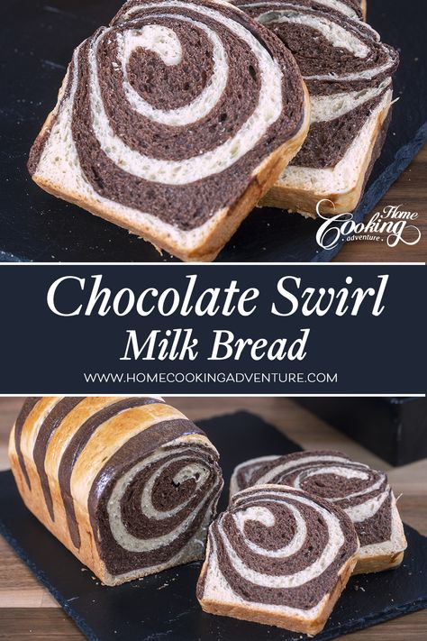 This Chocolate Swirl Milk Bread has a soft crumb and is a perfect treat alongside milk or tea, for breakfast or simply as a snack during the day Chocolate Swirl Bread, Rice Bread Recipe, Tea For Breakfast, Chocolate Bread Recipe, Swirl Bread, Holiday Bread, Yummy Fall Recipes, Swirled Bread, Milk Bread