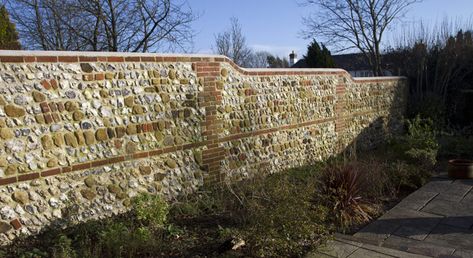 Flint Wall, Flint House, Garden Walls, Front Gardens, Brick Garden, Reading Street, Architecture Sketchbook, Stone Garden, Wall Construction