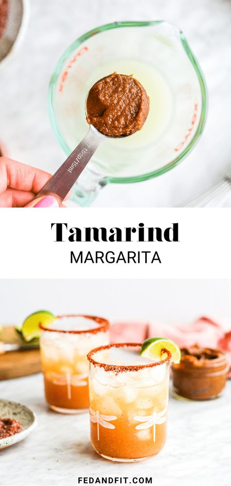 These tamarind margaritas are perfectly sweet and tangy, and a refreshing twist on the classic margarita! Tamarindo Margarita Recipe, Tamarind Margarita, Classic Tequila Cocktails, Fed And Fit, Fit Recipes, Jalapeno Margarita, Tequila Cocktail, Best Tequila, Mango Margarita