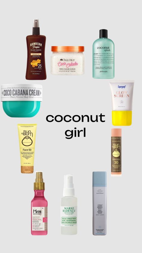 #coconutgirl #skincare #beauty Coconut Skin Care Products, Coconut Water Skin Care, Hygiene Products Coconut, Coconut Girl Skincare Products, Coconit Girl Aestetic, Hawaiian Tropic, Skin Care Items, Ocean Vibes, Skincare Routine