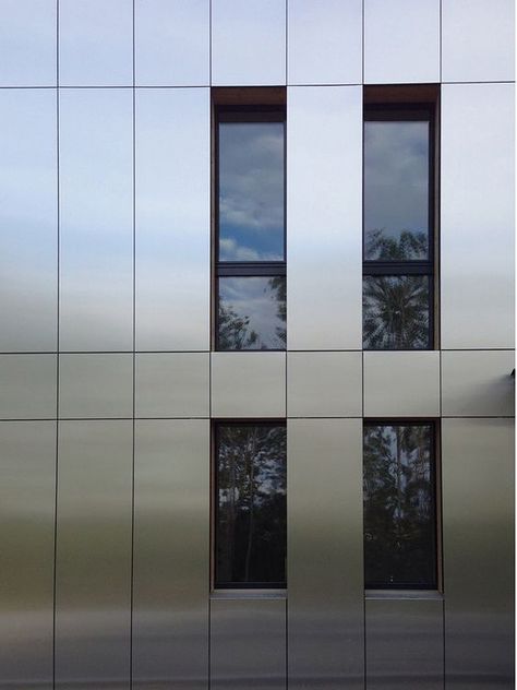 Metal Panels Architecture, Industrial Facade Design, Metal Panels Facade, Renovation Facade, Rainscreen Cladding, Facade Panel, Aluminium Cladding, Metal Facade, Facade Material