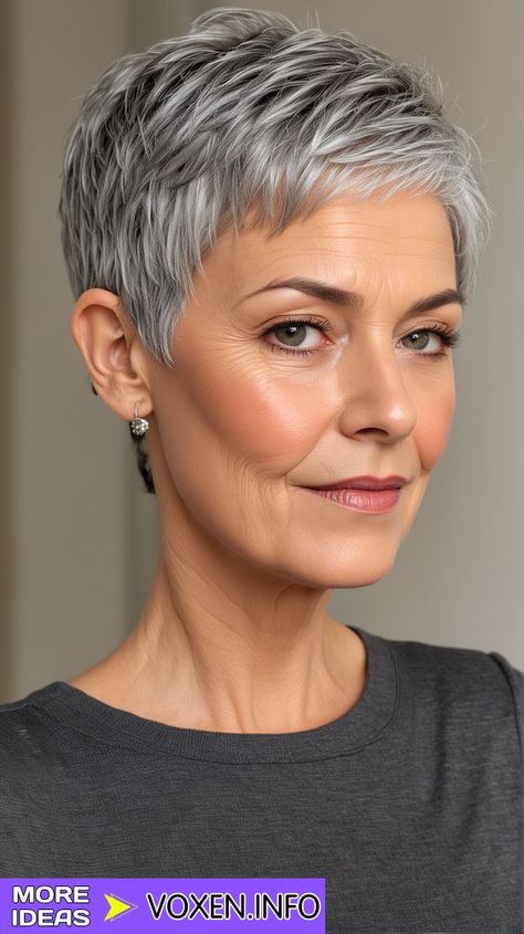 Short Pixie Cuts For Older Women, Salt And Pepper Pixie Haircut, Gray Pixie Haircut Over 50, Pixie Haircut 2020, Short Grey Haircuts, Winter Update, Pixie Haircuts For Women, Super Short Haircuts, Gray Hair Pixie Cuts