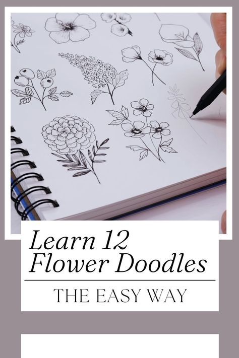 Ready to dive into a world of creativity and learn how to craft 12 delightful flower doodles with ease? Whether you're a seasoned artist or just beginning your artistic journey, this tutorial is here to guide you through the magic of drawing various flowers. This creator will provide you with step-by-step instructions, making it a breeze to create these 12 beautiful flower doodles. So, grab your favorite pen, and let's start sketching these charming blooms that are sure to steal your heart... How To Draw Floral Designs, Drawing A Flower Step By Step, Step By Step Drawing For Beginners, Flower Doodles Easy, Bujo 2025, Doodling Tutorial, Doodles Easy, Artsy Projects, Start Sketching